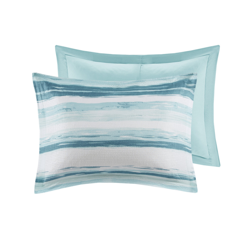 8 Piece Printed Seersucker Comforter and Quilt Set Collection