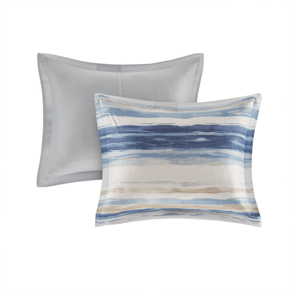 8 Piece Printed Seersucker Comforter and Quilt Set Collection
