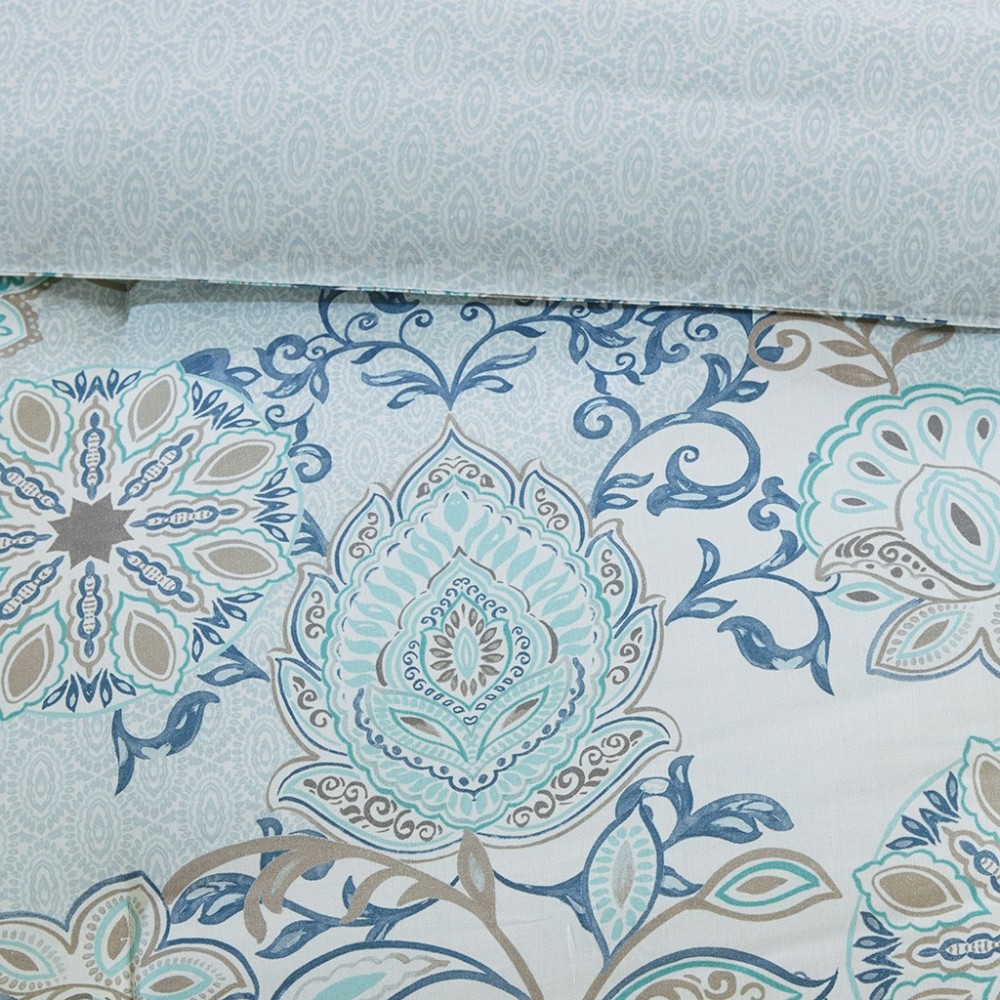 8 Piece Cotton Floral Printed Reversible Comforter Set