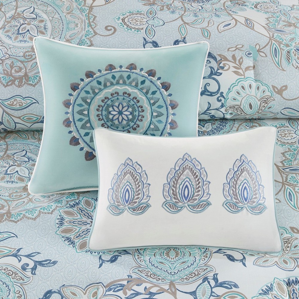 8 Piece Cotton Floral Printed Reversible Comforter Set