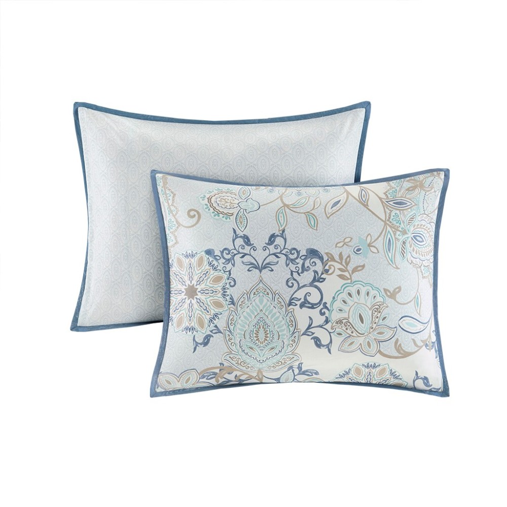8 Piece Cotton Floral Printed Reversible Comforter Set
