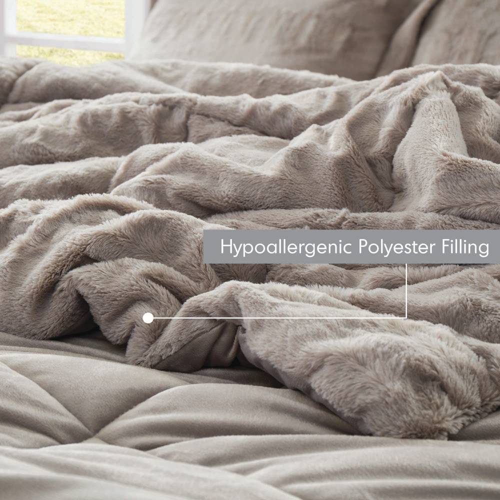 Solid Faux Fur Comforter Mini Set Gray