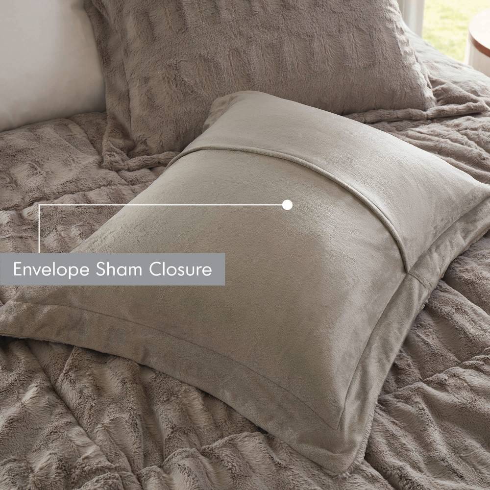 Solid Faux Fur Comforter Mini Set Gray