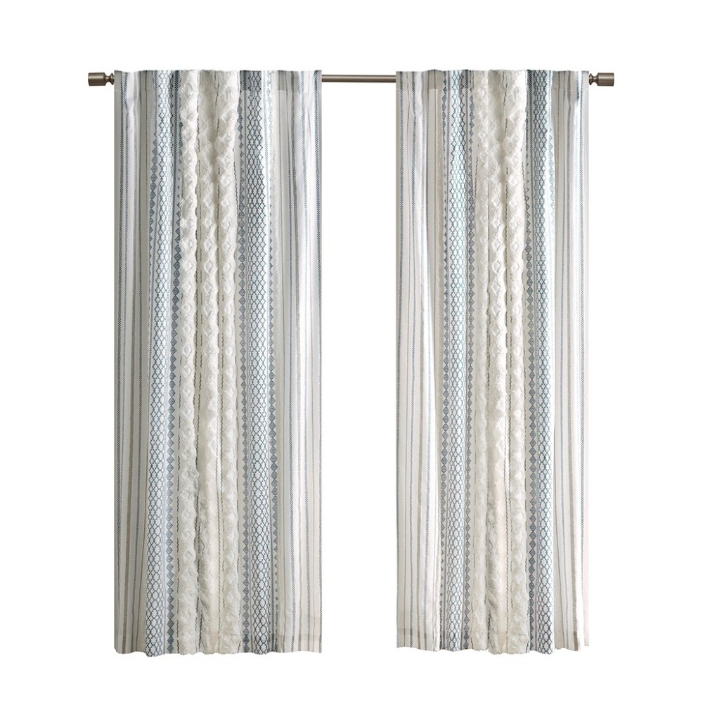 1 PCS Cotton Printed Curtain Panel with Chenille Stripe and Lining