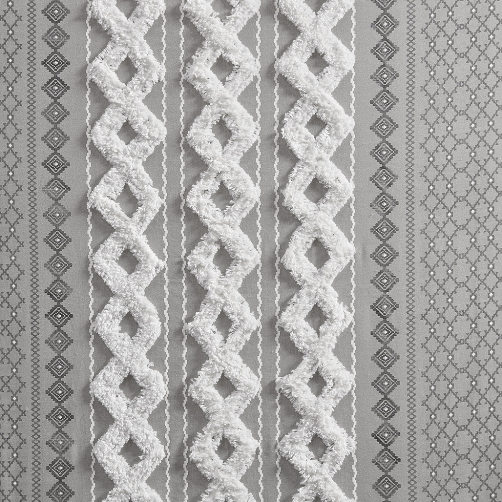 1 PCS Cotton Printed Curtain Panel with Chenille Stripe and Lining