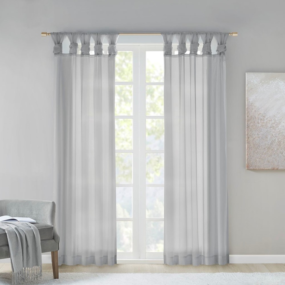 2 Pcs Twist Tab Voile Sheer Window Pair