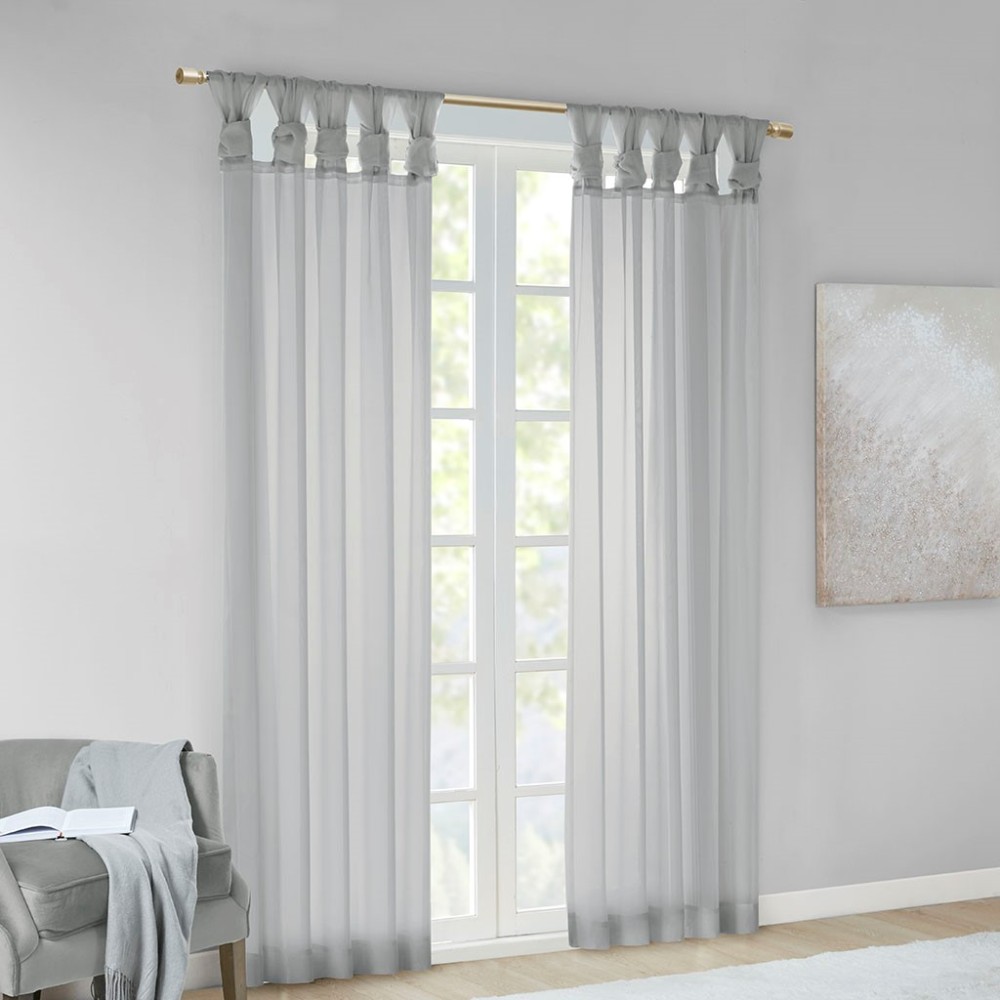2 Pcs Twist Tab Voile Sheer Window Pair