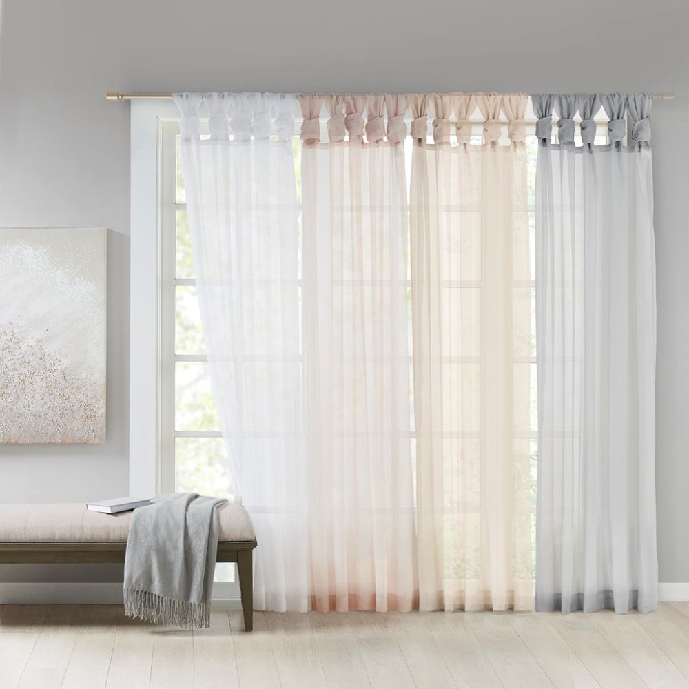2 Pcs Twist Tab Voile Sheer Window Pair