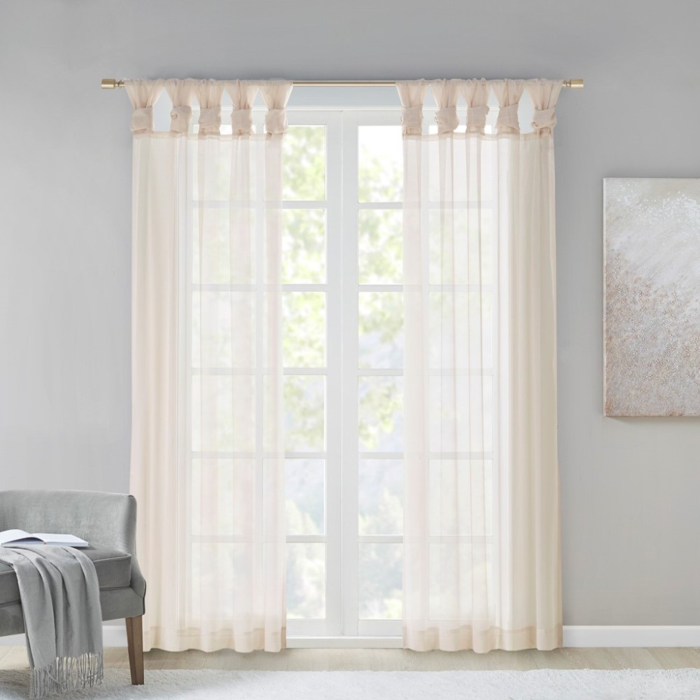 2 Pcs Twist Tab Voile Sheer Window Pair