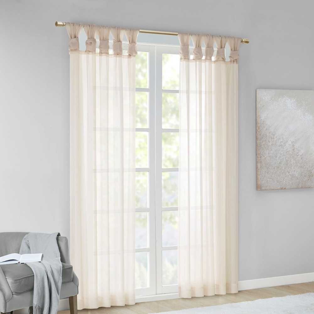 2 Pcs Twist Tab Voile Sheer Window Pair