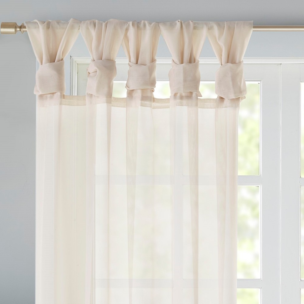 2 Pcs Twist Tab Voile Sheer Window Pair
