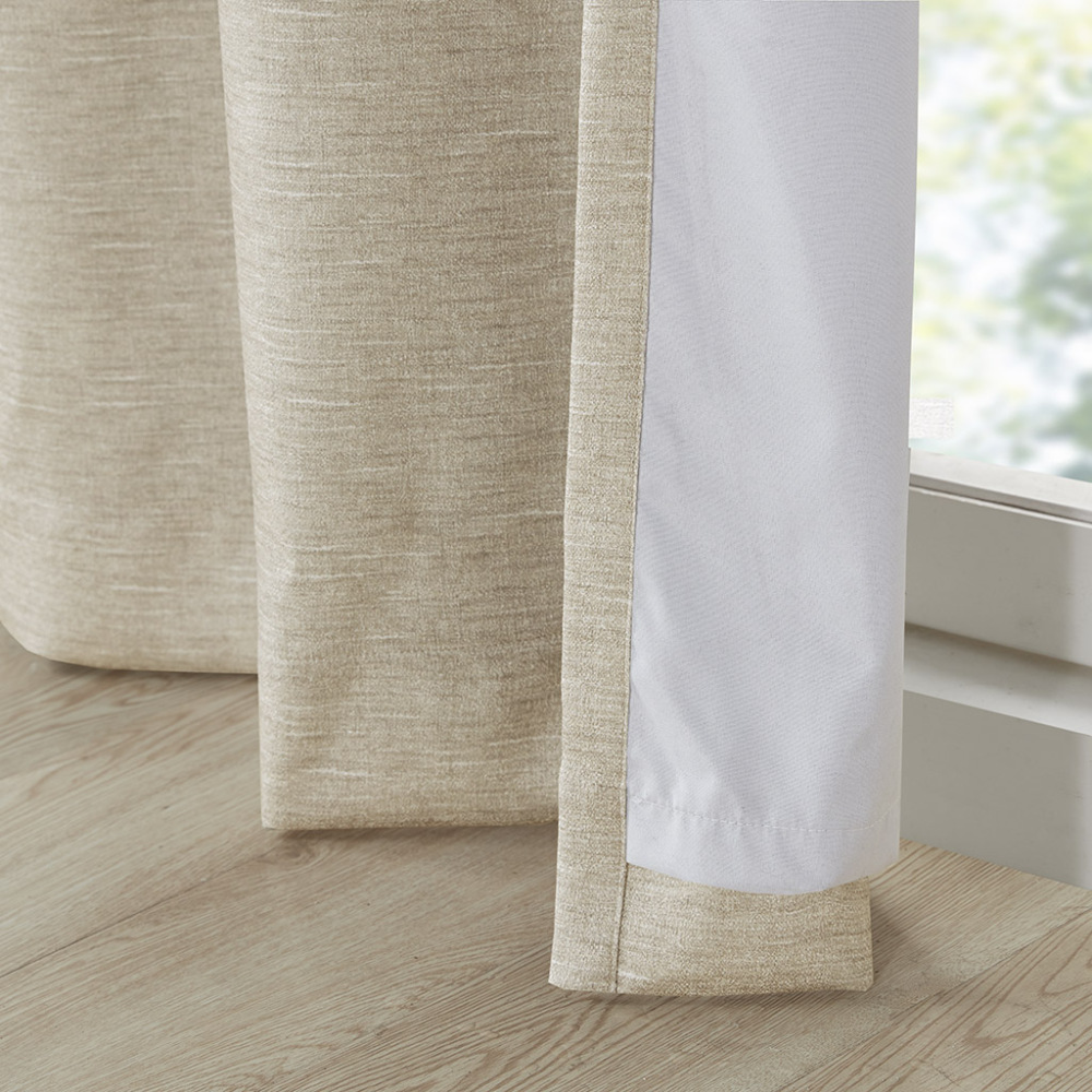 Tonal Printed Faux Silk Total Blackout Curtain Panel Pair(2 Pcs Window Panels)