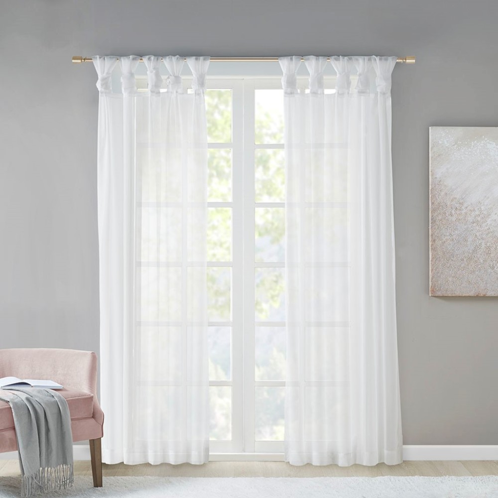 2 Pcs Twist Tab Voile Sheer Window Pair