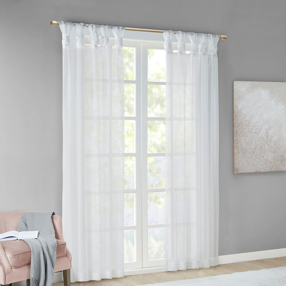 2 Pcs Twist Tab Voile Sheer Window Pair