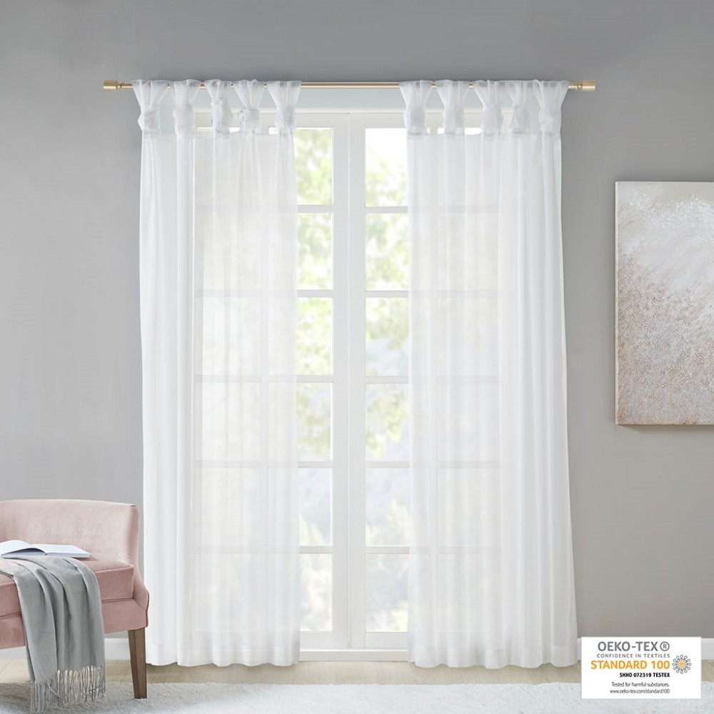 2 Pcs Twist Tab Voile Sheer Window Pair