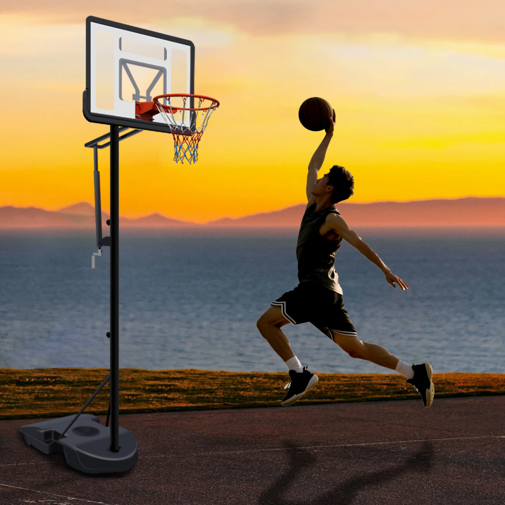 Portable Basketball Hoop for Youth Adults & Kids,Adjustable Height 6.89 ft to 10.01 ft,34 inch Backboard with Rebound System, Indoor/Outdoor Basketball Goal with Water/Sand Base, Wheels for Easy Move