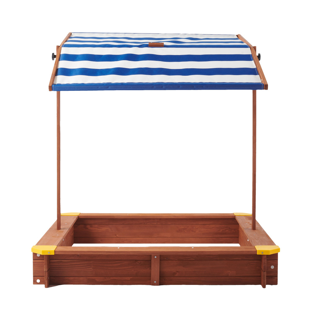 Kids Sandbox with Cover, 46" Wooden Sand Box w/Adjustable Canopy, Large Outdoor Cedar Sandpit for Backyard Play