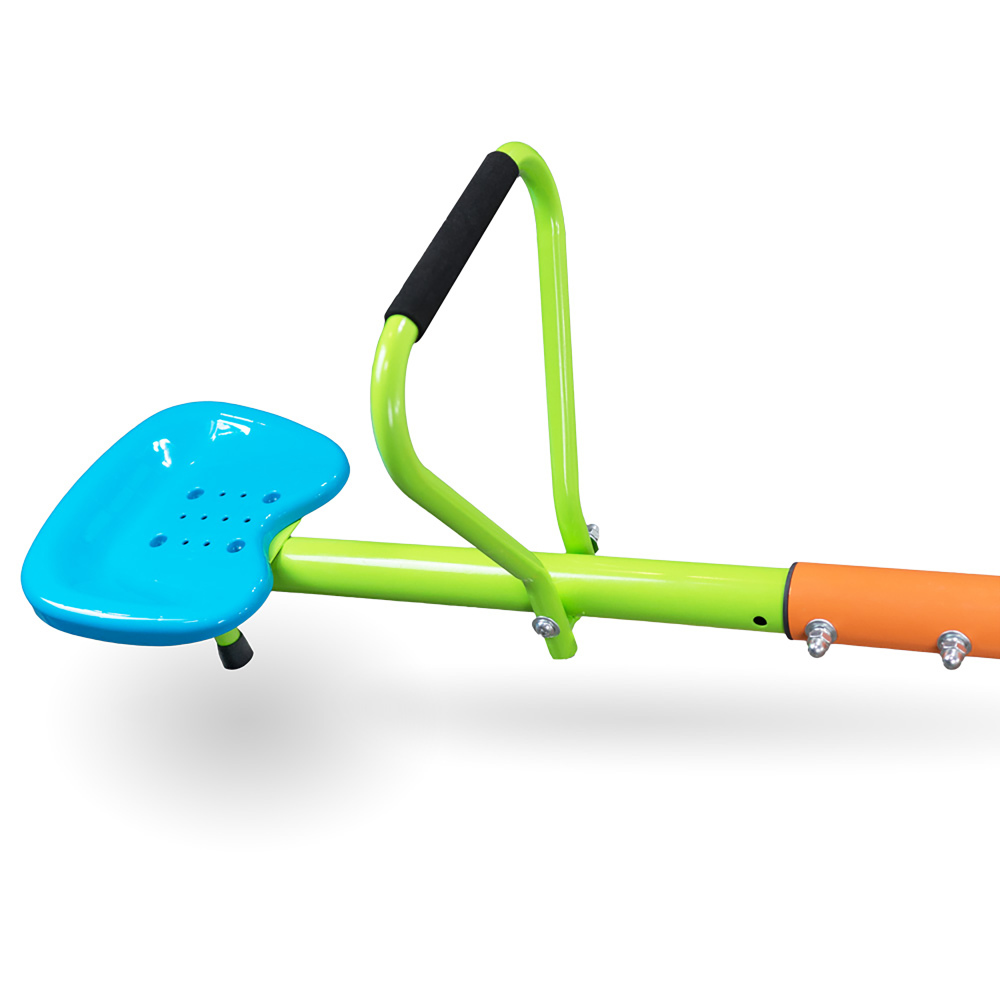 outdoor playground four seats seesaw for kids 360 degree rotating sturdy plastic seat seesaw for kids seesaw blue and green for kids age 3+
