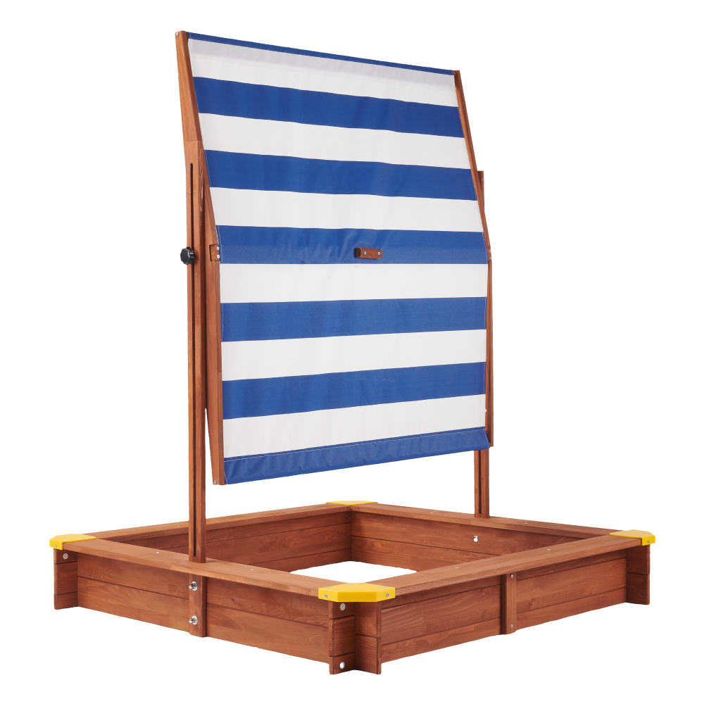 Kids Sandbox with Cover, 46" Wooden Sand Box w/Adjustable Canopy, Large Outdoor Cedar Sandpit for Backyard Play