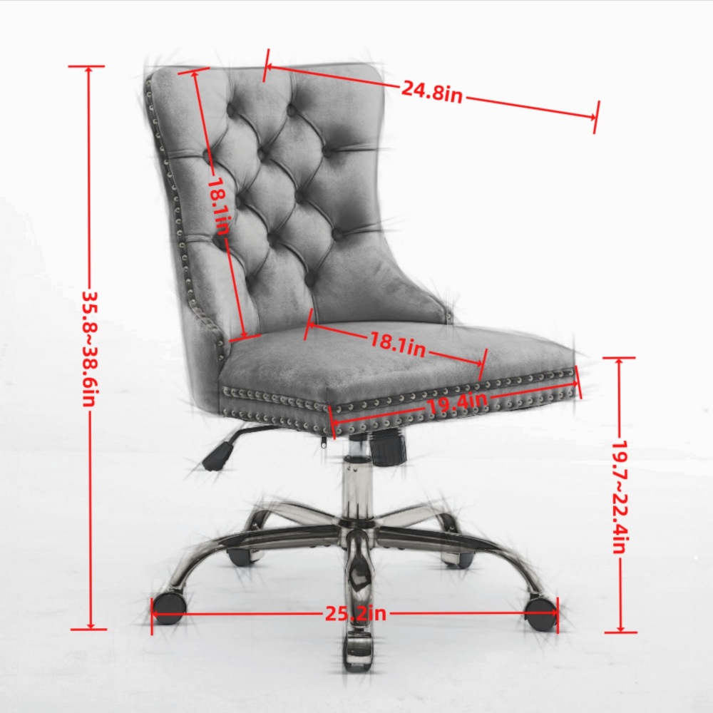 A&A Furniture Office Chair,Modern Velvet Upholstered Tufted Button Home Office Chair with Golden Metal Base,Adjustable Desk Chair Swivel Office Chair (Beige)?