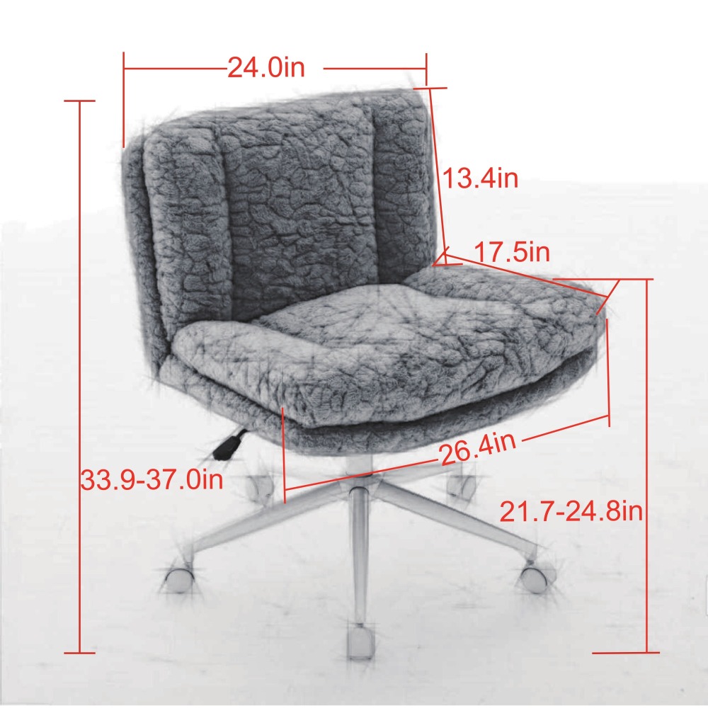A&A Furniture Office Chair,Artificial rabbit hair Home Office Chair with Golden Metal Base,Adjustable Desk Chair Swivel Office Chair,Vanity Chair(Beige)