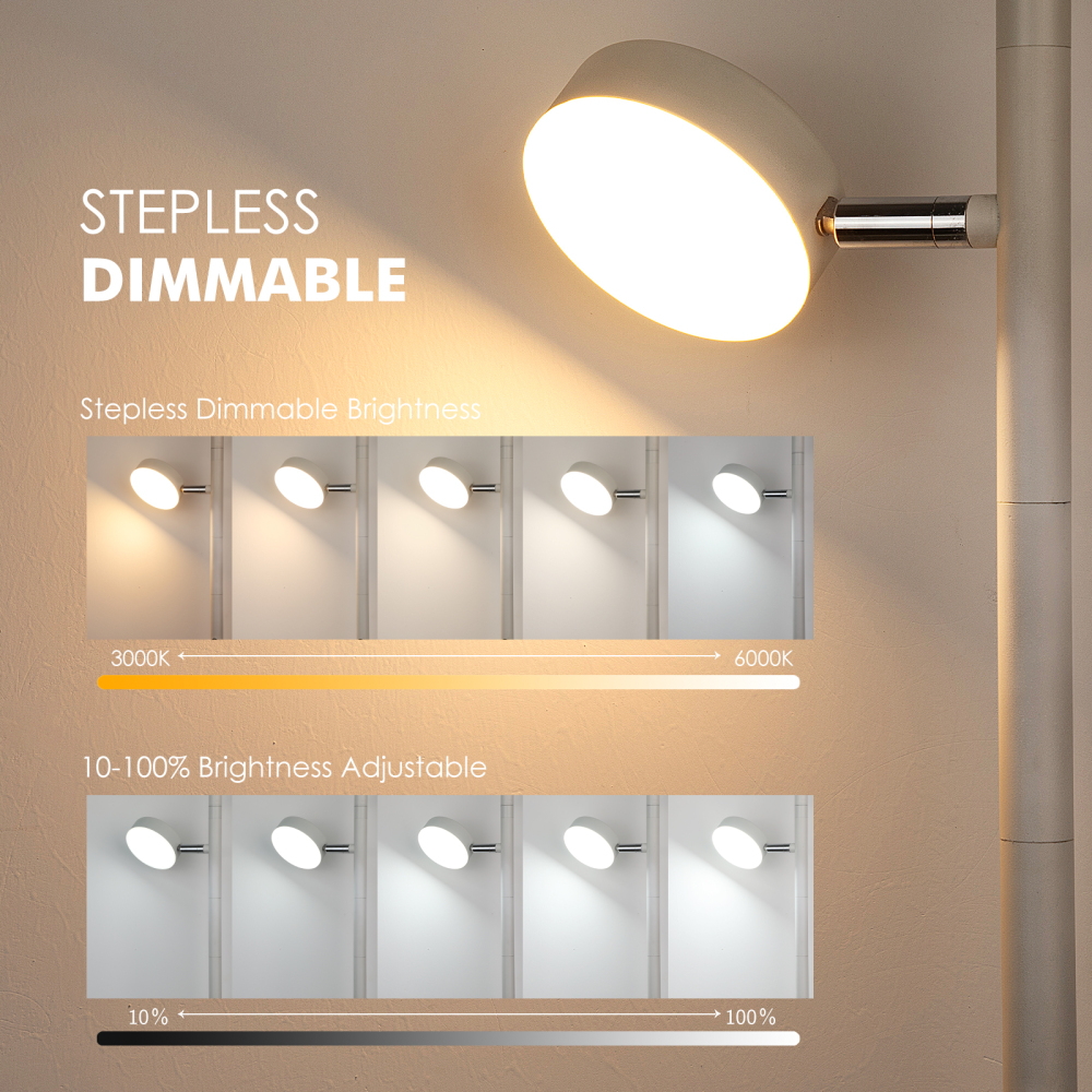 LED Tree Floor Lamp with Remote & Touch Control, 3 Heads Adjustable Dimmable Modern Floor Lamps with Timer, 4 Color Temperatures, Tall Standing Lamp for Living Room, Bedroom, Office, Black