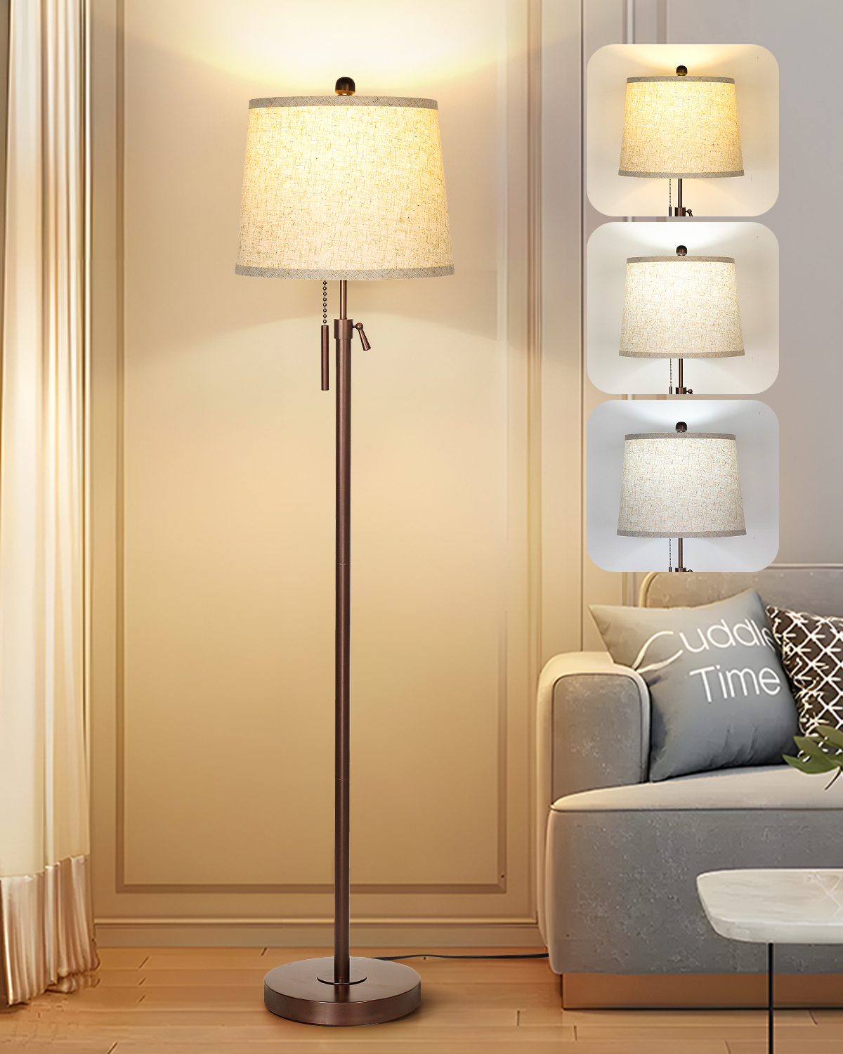 Metal & Fabric Shade Floor Lamp