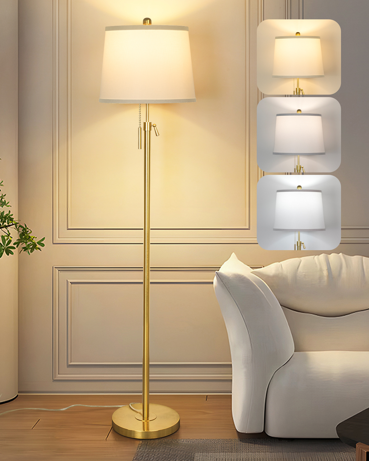 Metal & Fabric Shade Floor Lamp