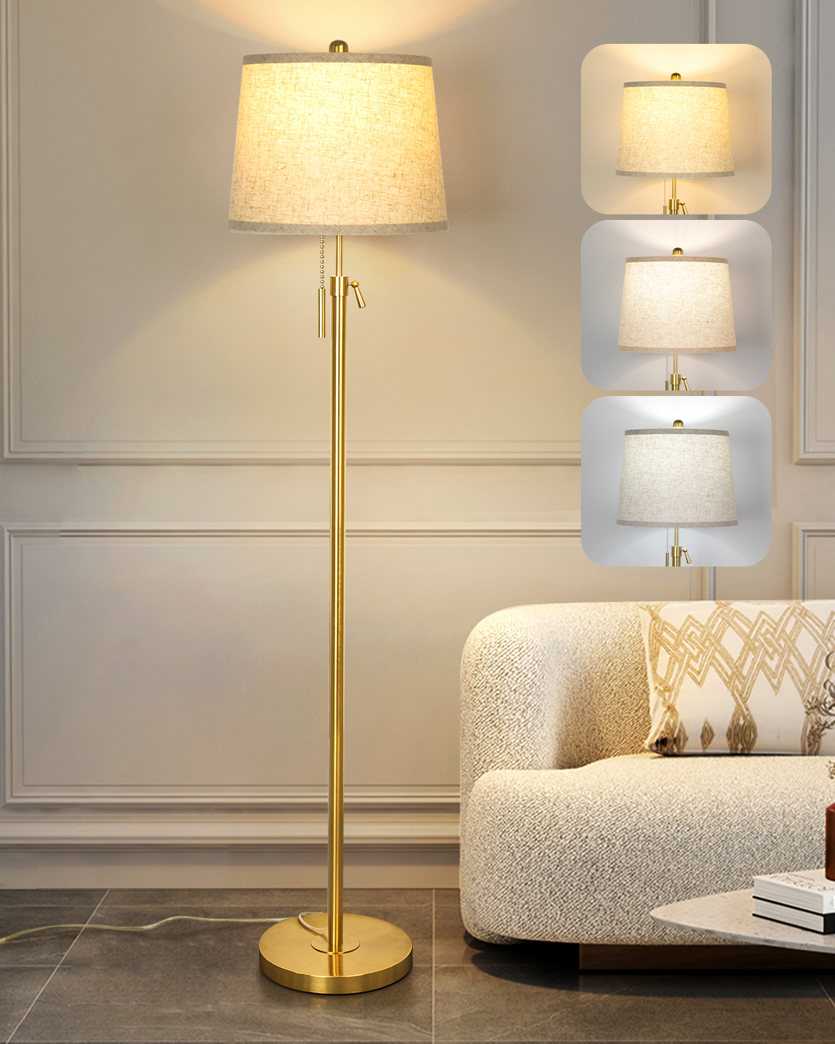 Metal & Fabric Shade Floor Lamp