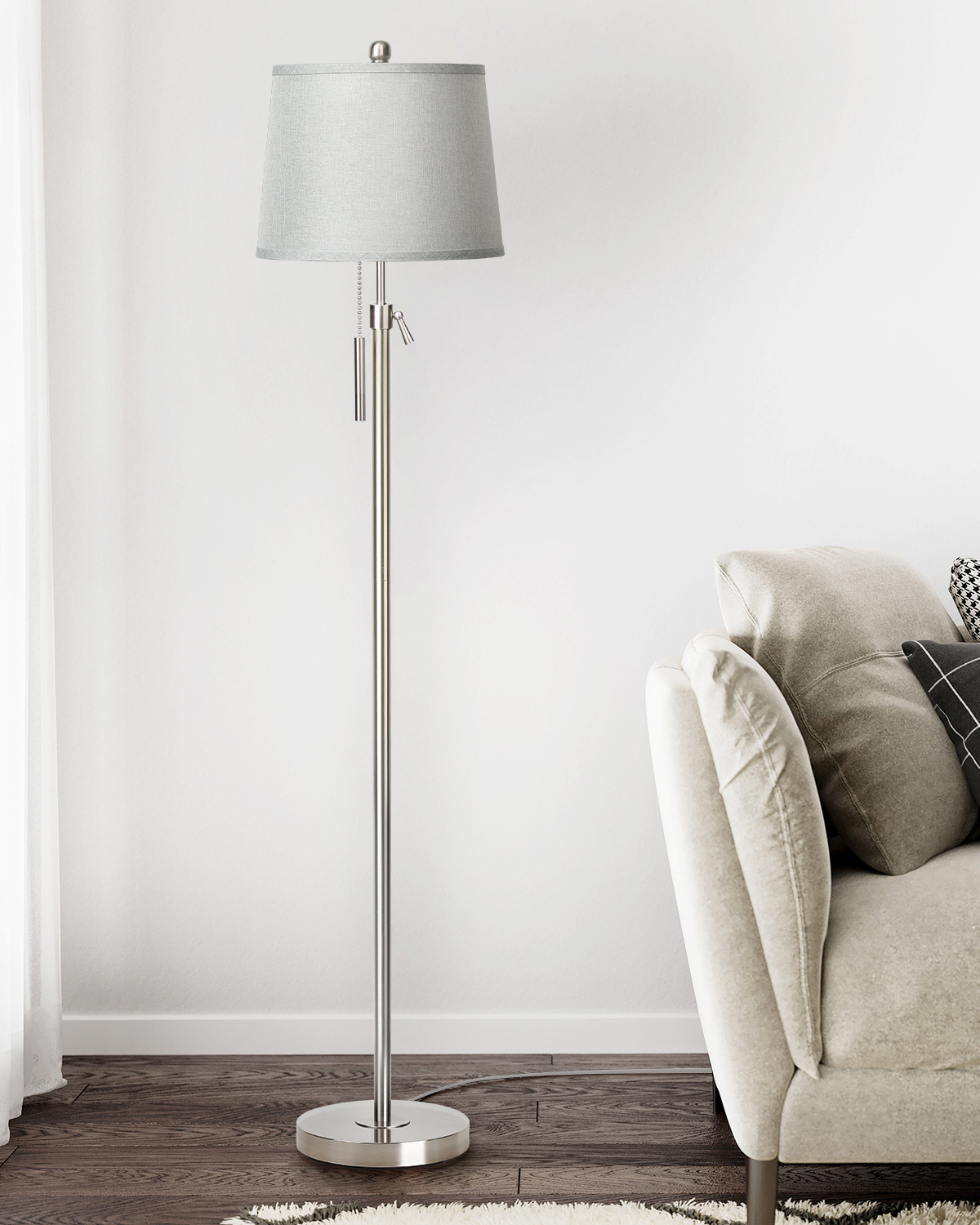 Metal & Fabric Shade Floor Lamp