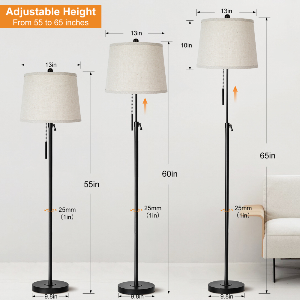 Metal & Fabric Shade Floor Lamp