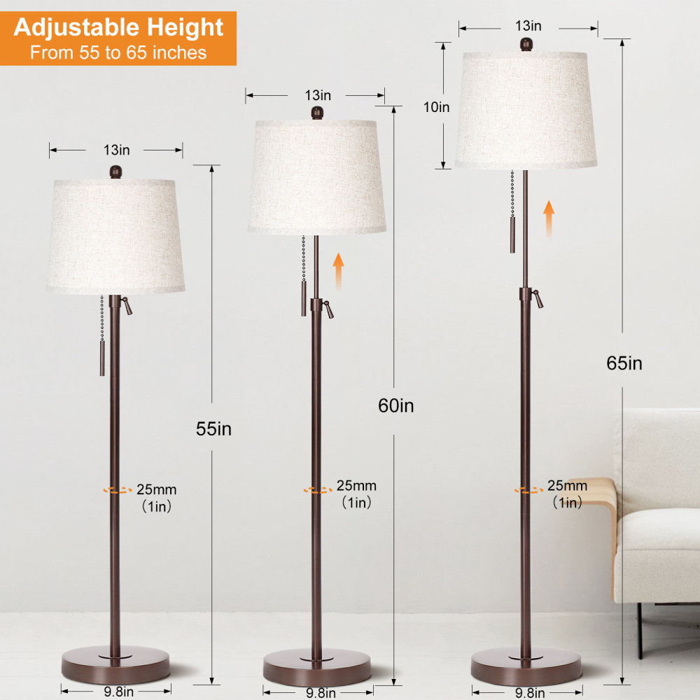 Metal & Fabric Shade Floor Lamp