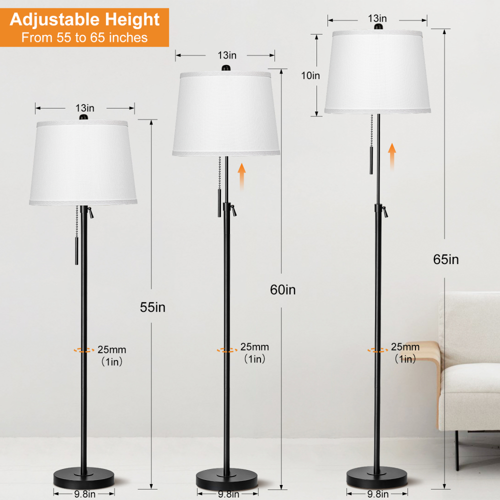Metal & Fabric Shade Floor Lamp