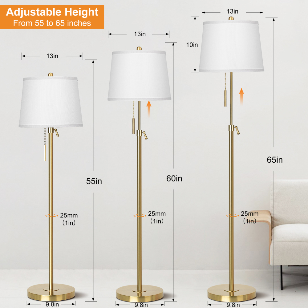 Metal & Fabric Shade Floor Lamp