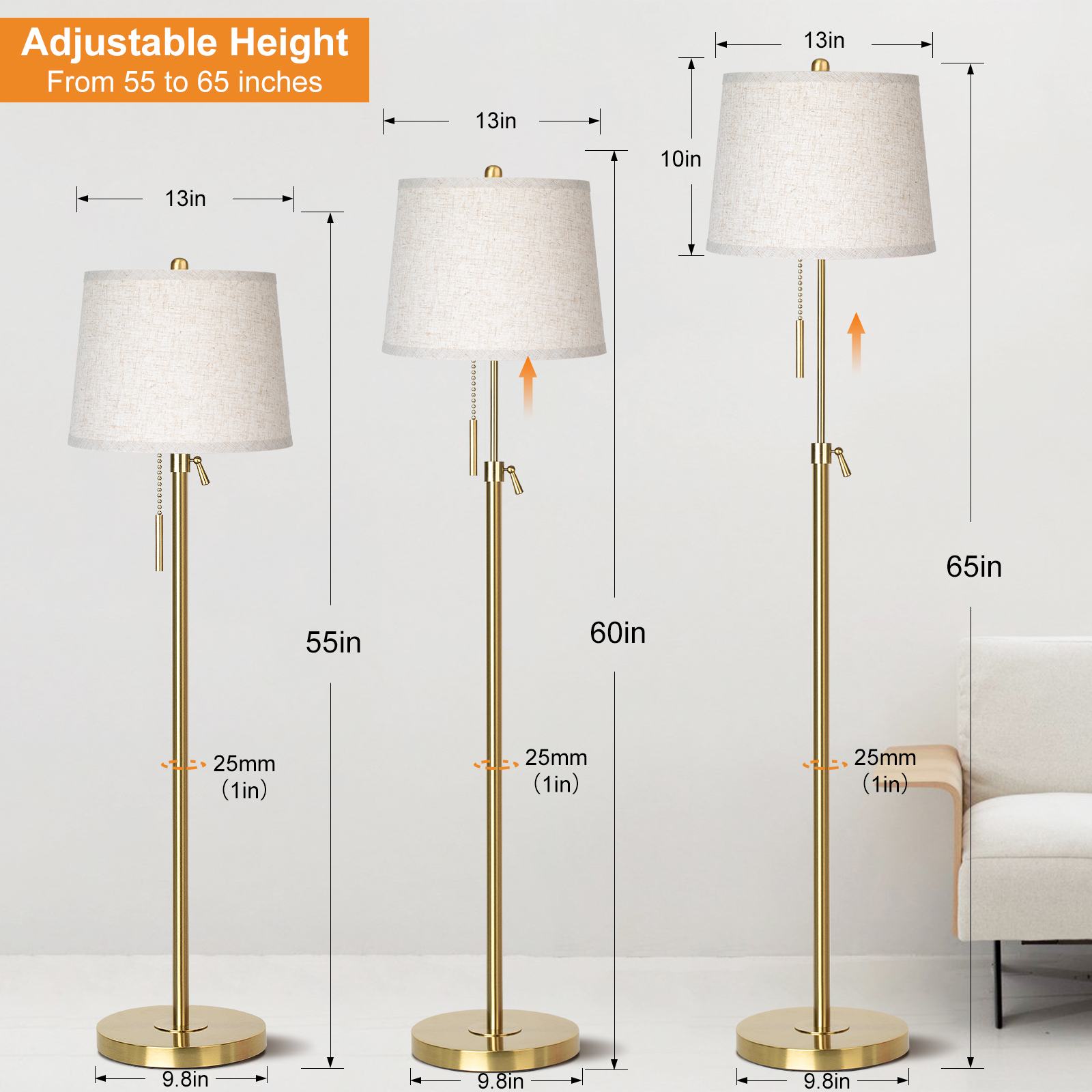 Metal & Fabric Shade Floor Lamp