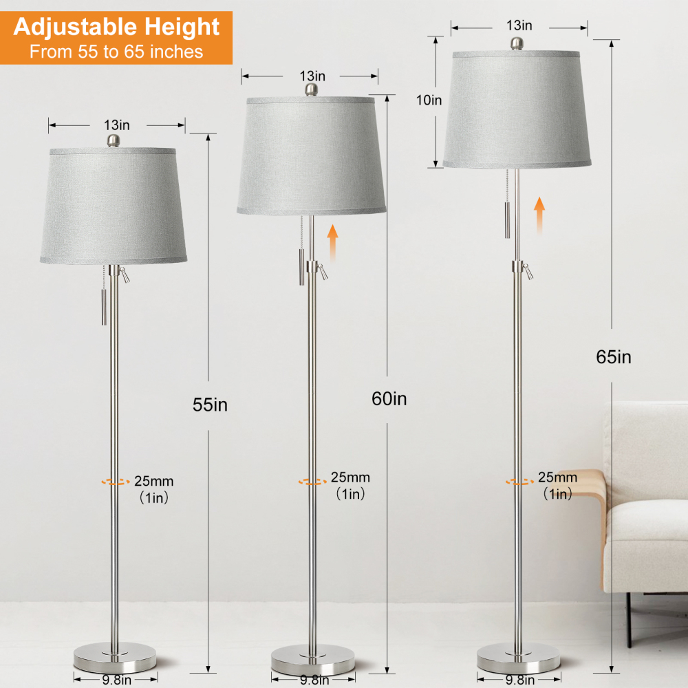 Metal & Fabric Shade Floor Lamp