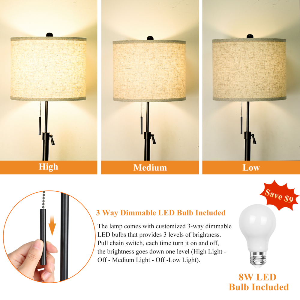 Liftable floor lamp, 55-65 inches