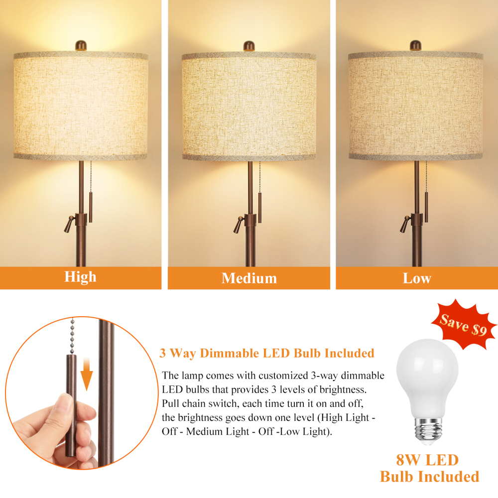 Liftable floor lamp, 55-65 inches