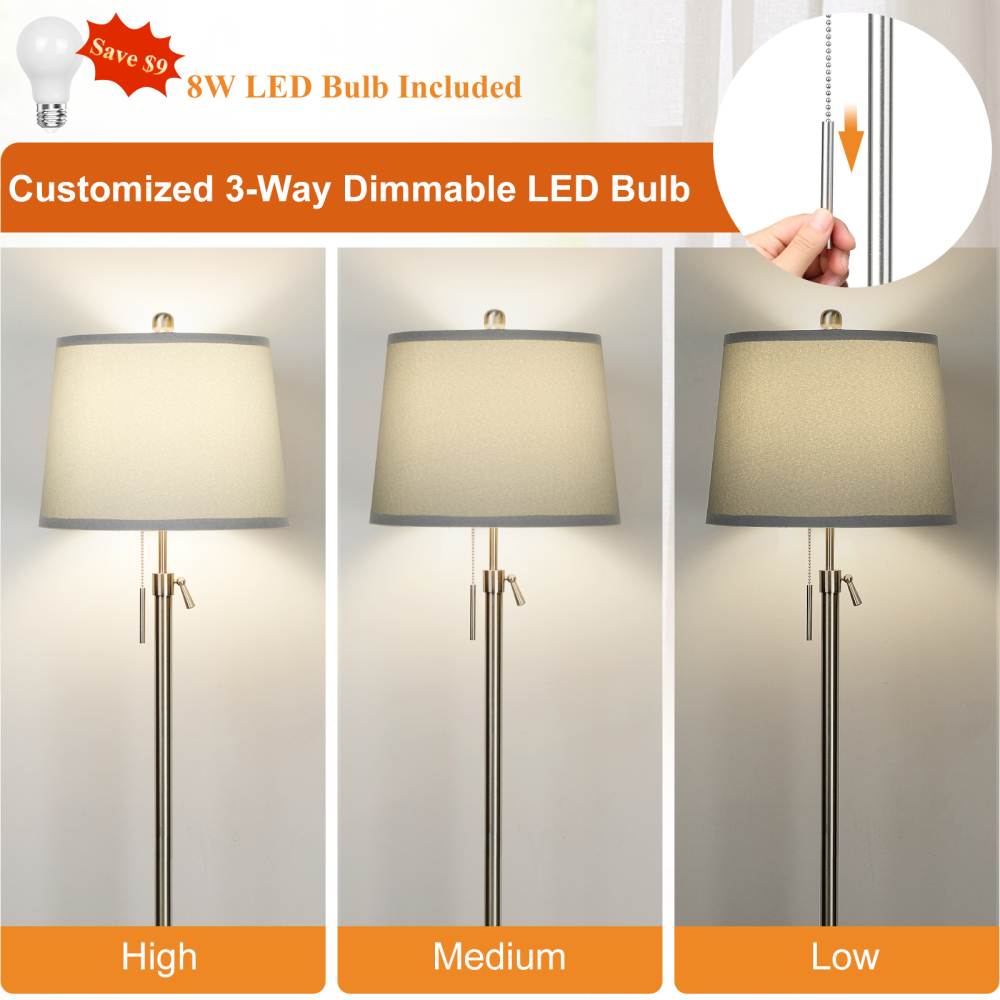 Metal & Fabric Shade Floor Lamp