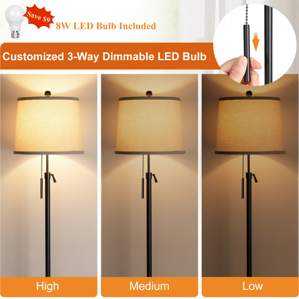 Metal & Fabric Shade Floor Lamp