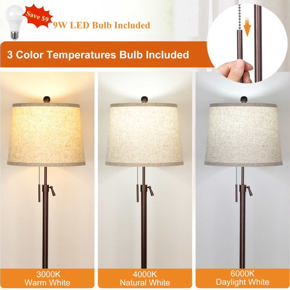 Metal & Fabric Shade Floor Lamp