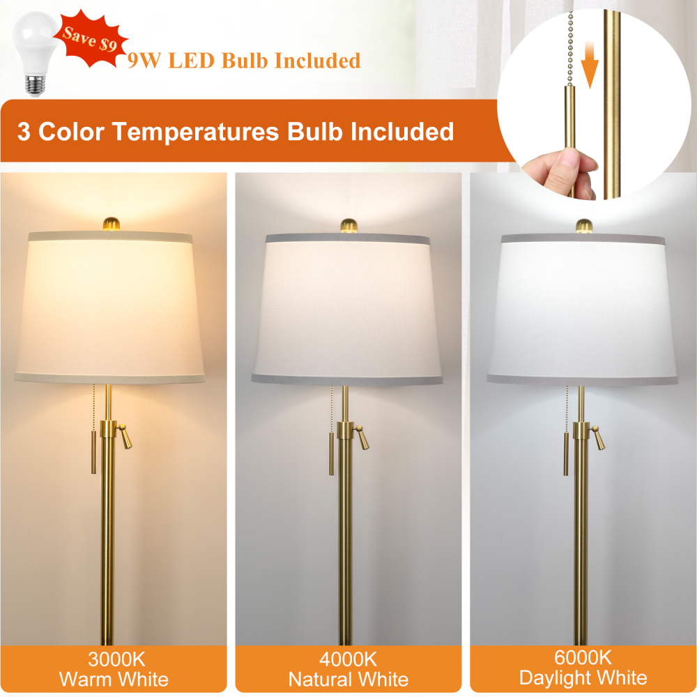 Metal & Fabric Shade Floor Lamp