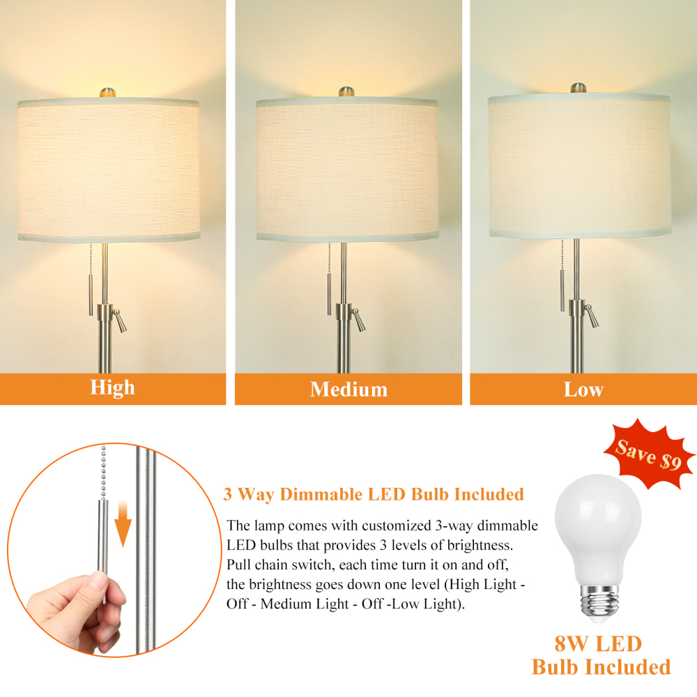 Liftable floor lamp, 55-65 inches
