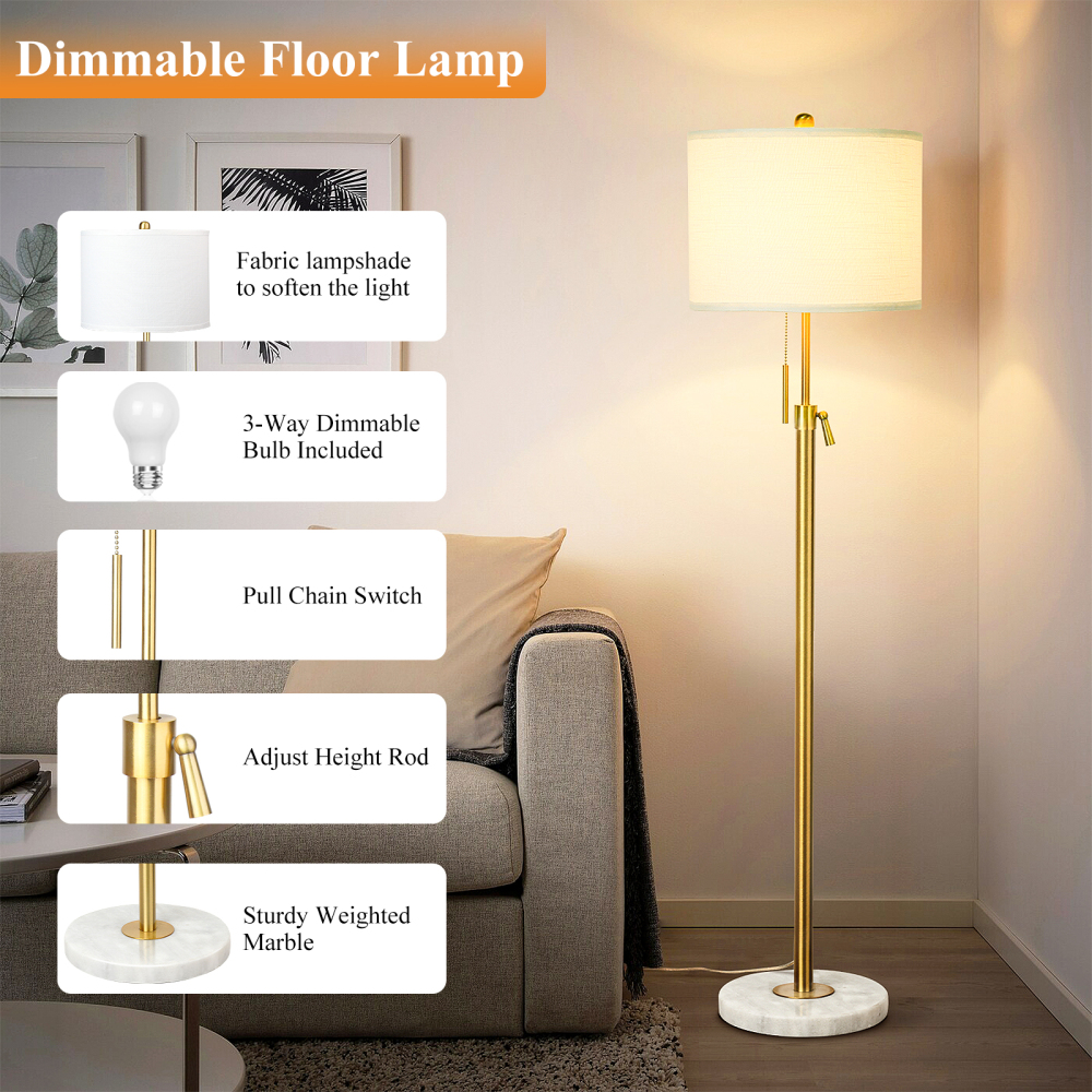 Liftable floor lamp, 55-65 inches