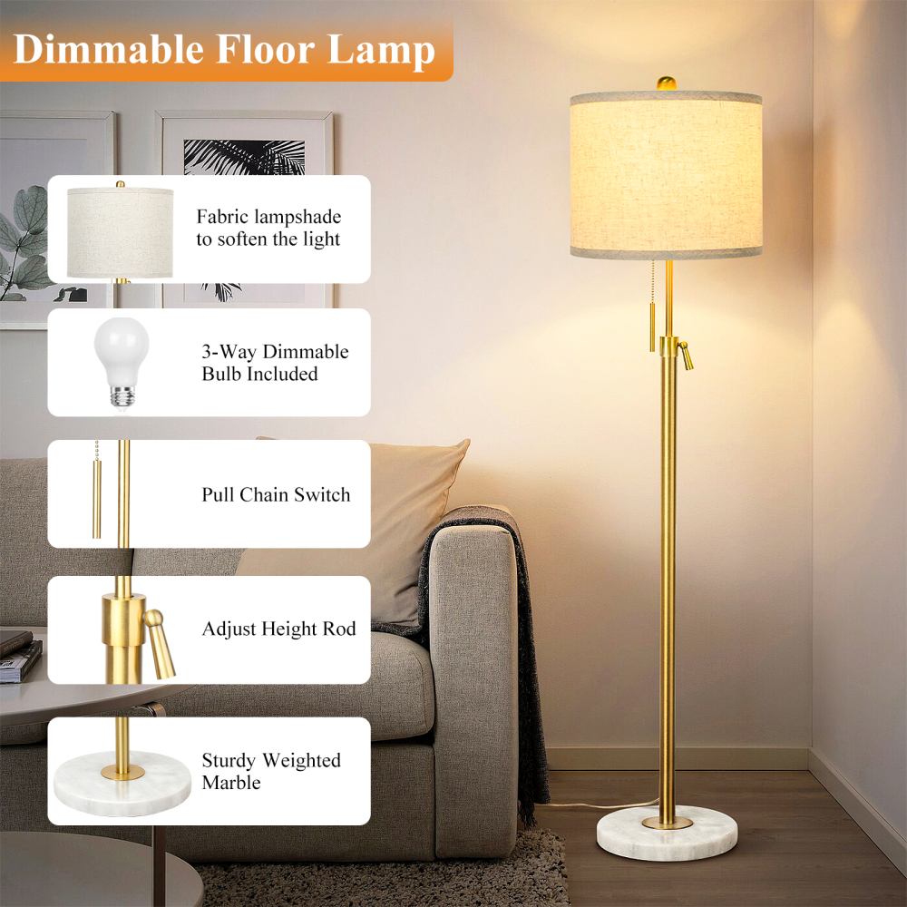 Liftable floor lamp, 55-65 inches