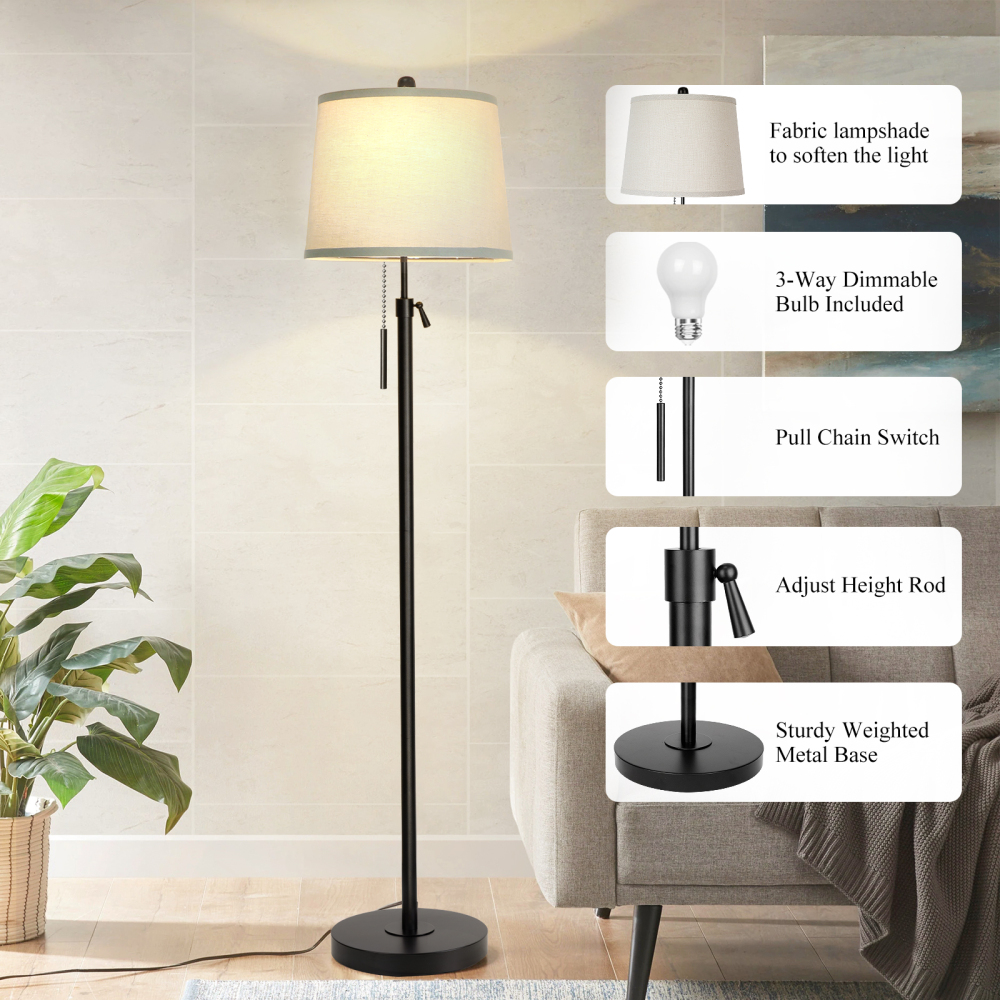 Metal & Fabric Shade Floor Lamp