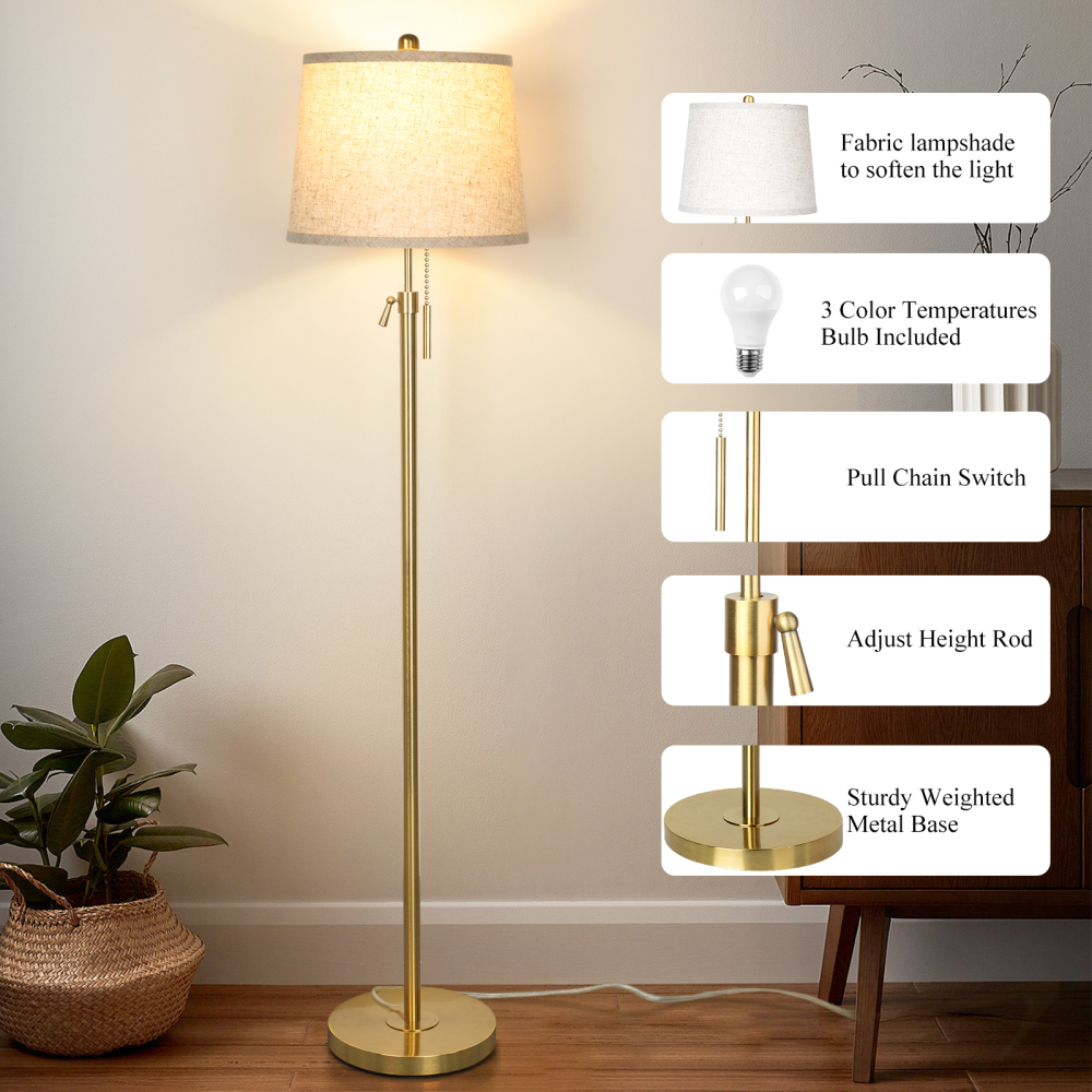 Metal & Fabric Shade Floor Lamp