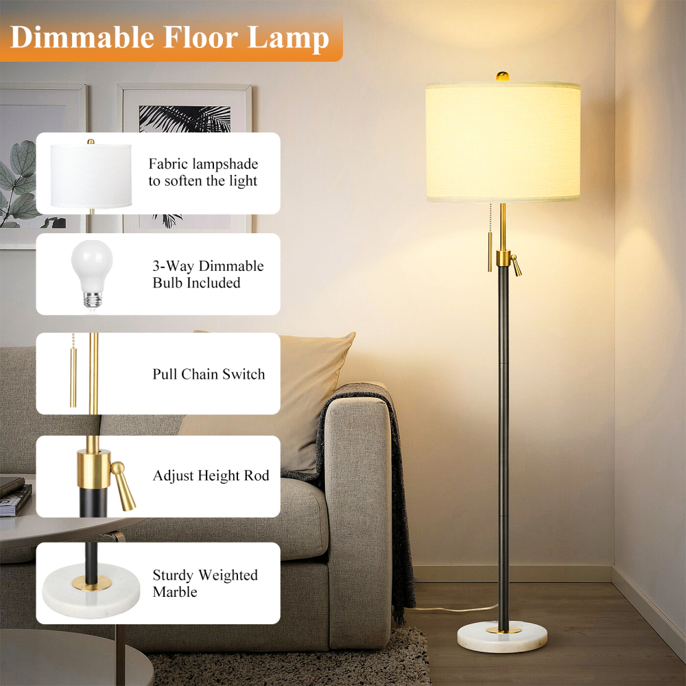 Liftable floor lamp, 55-65 inches
