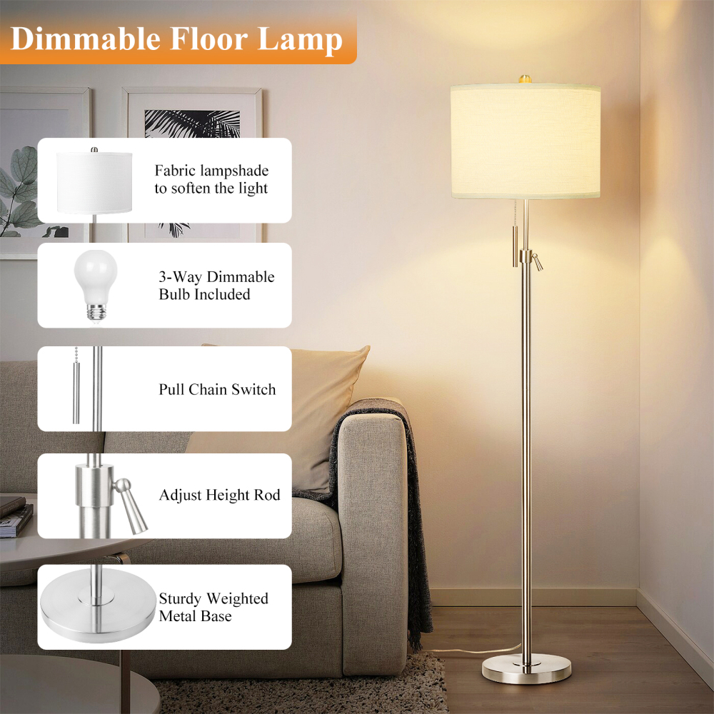 Liftable floor lamp, 55-65 inches