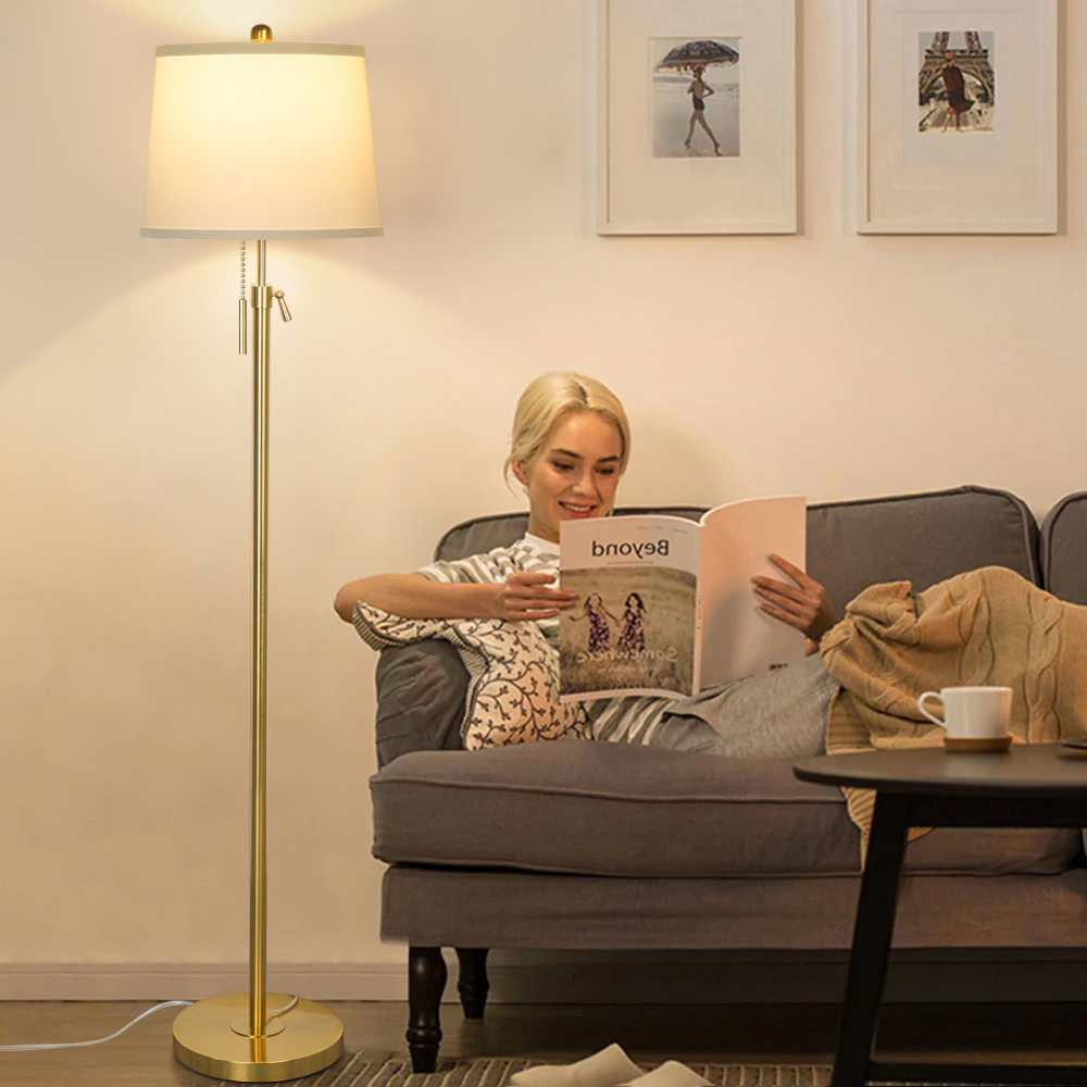 Metal & Fabric Shade Floor Lamp